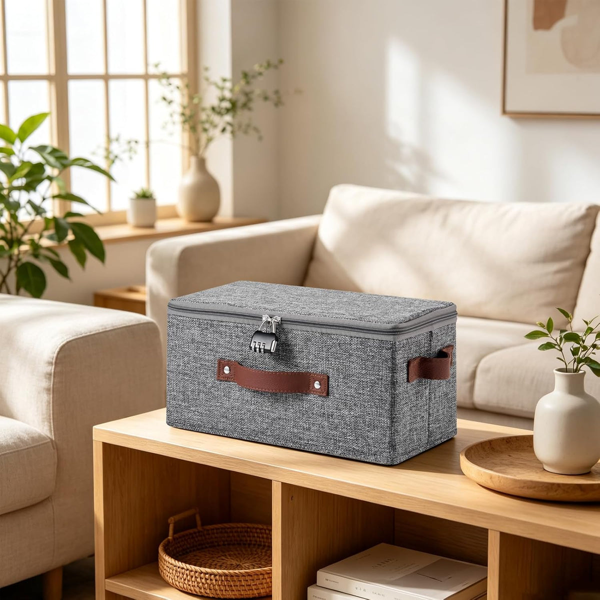 Gray Zip Fabric Storage Box - view 2