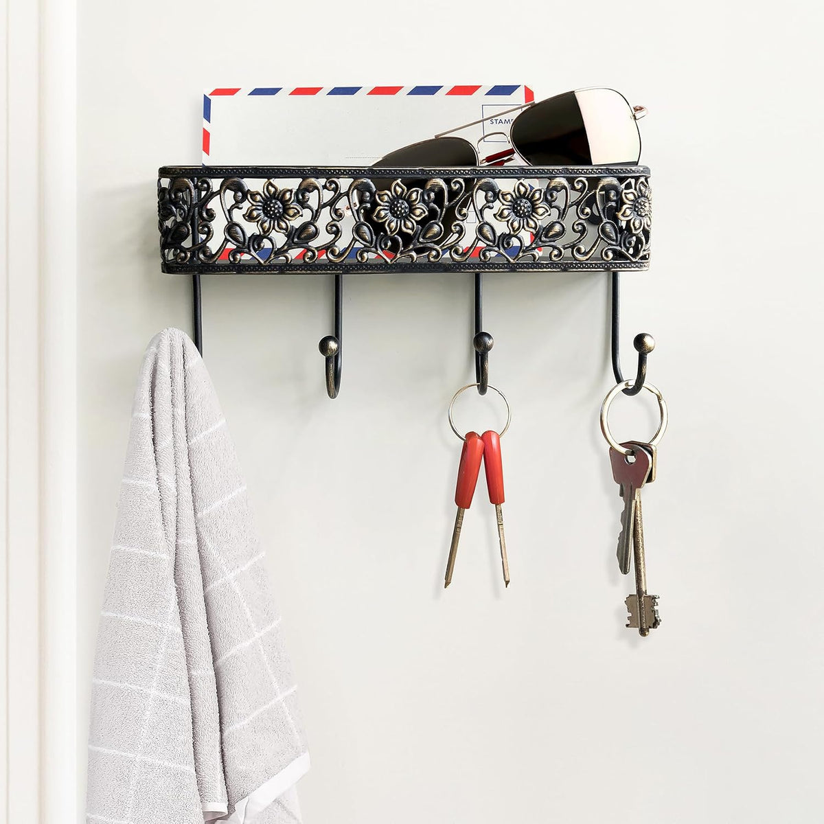 Ornate Metal Wall Hook Rail - view 2