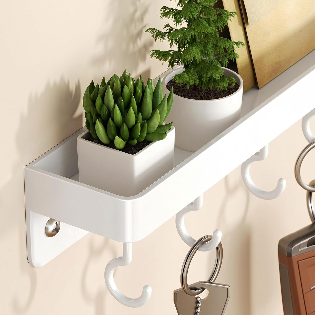 White Wall Key Shelf - view 2