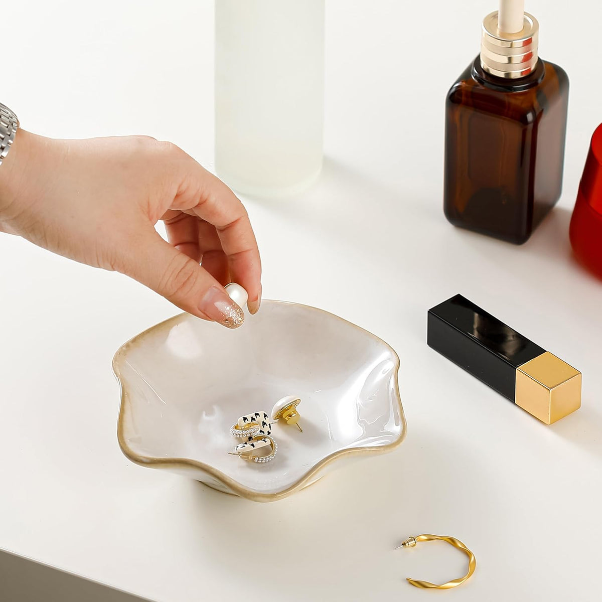 Gold-Rim Scalloped Catchall Dish - view 2