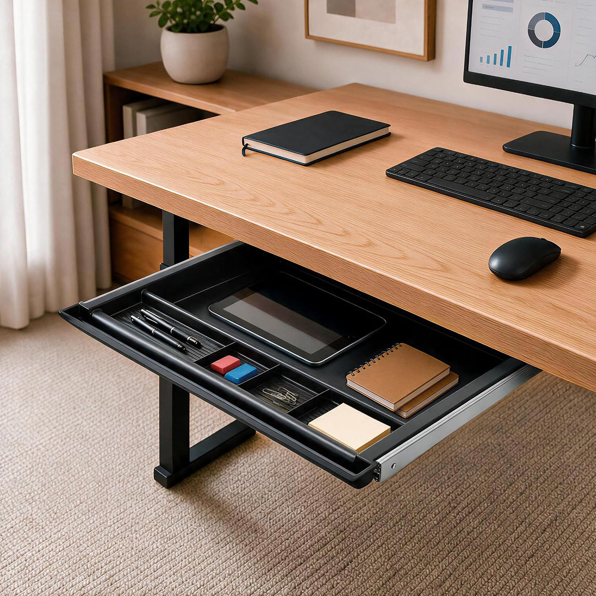 Black Compartment Drawer Tray - view 3