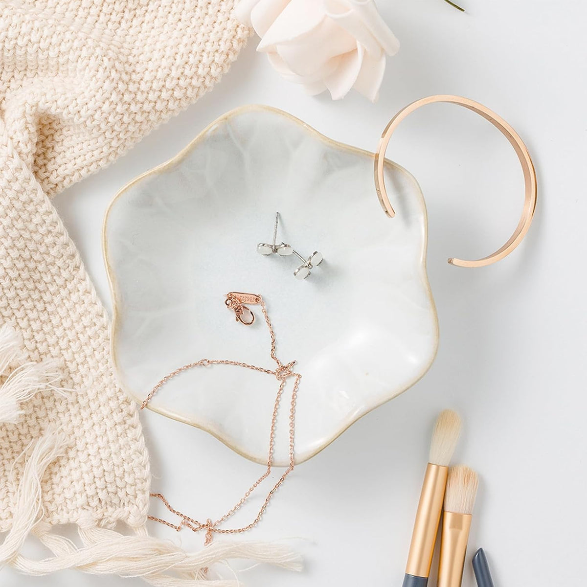 Gold-Rim Scalloped Catchall Dish - view 3