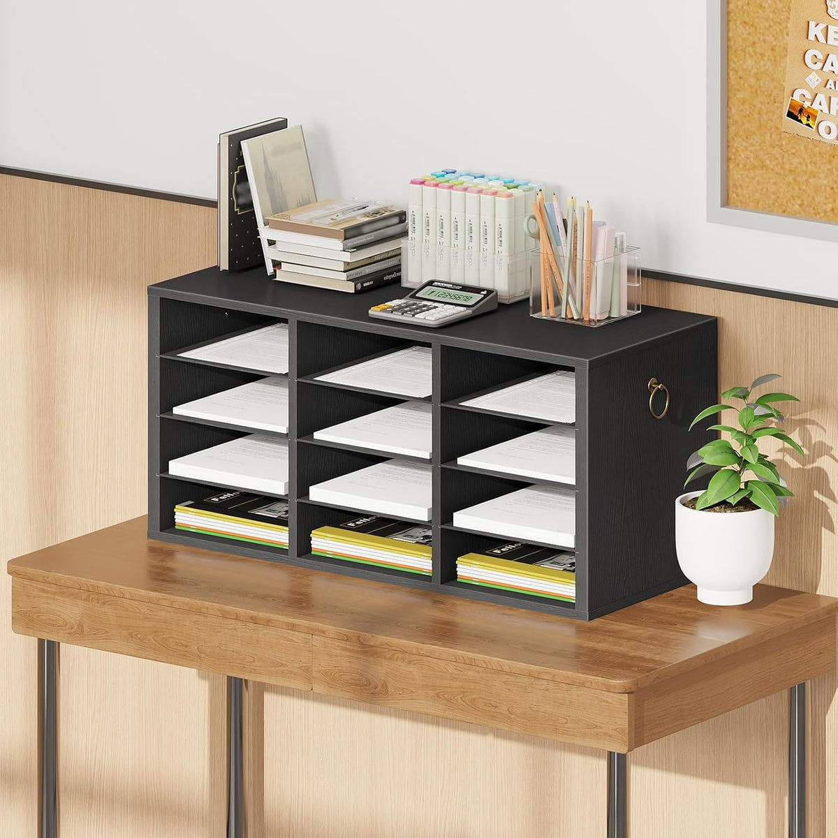 Black Multi-Compartment Paper Organizer - view 3