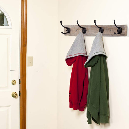 Wood and Black Coat Hook Rail - view 1