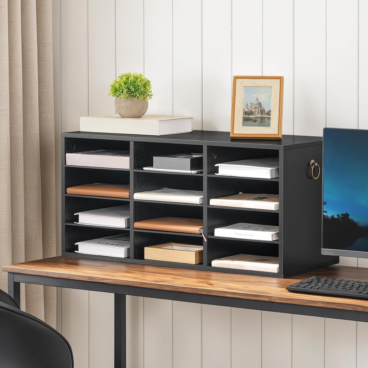 Black Multi-Compartment Paper Organizer - view 2