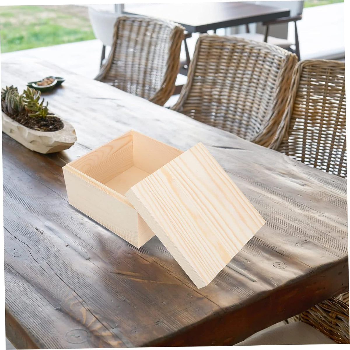 Plain Wooden Box with Lid - view 2