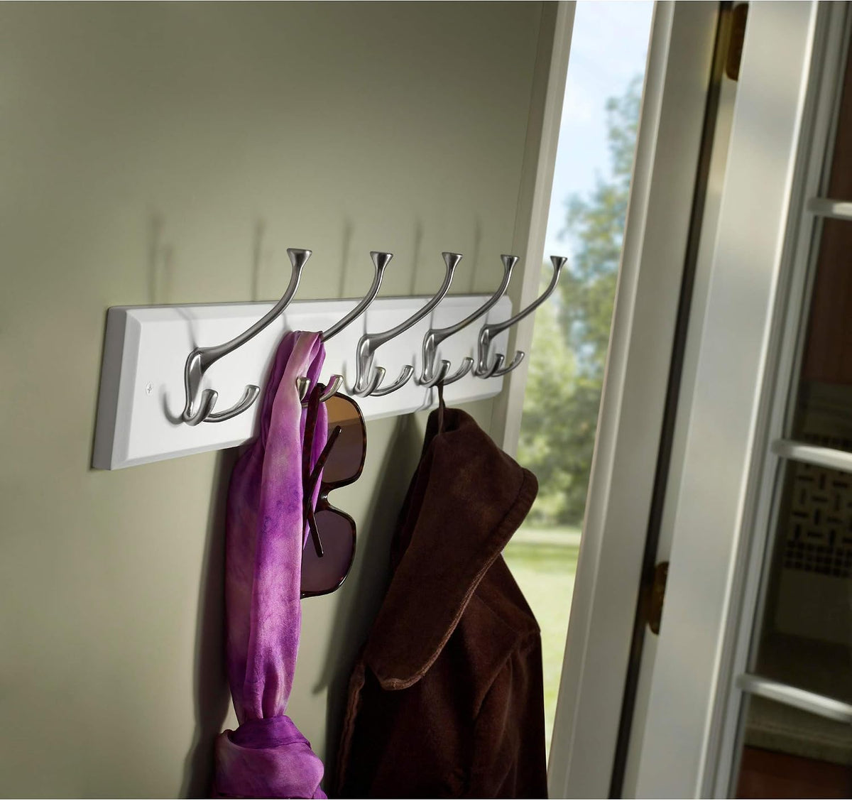 White Wall Coat Hook Rail - view 2