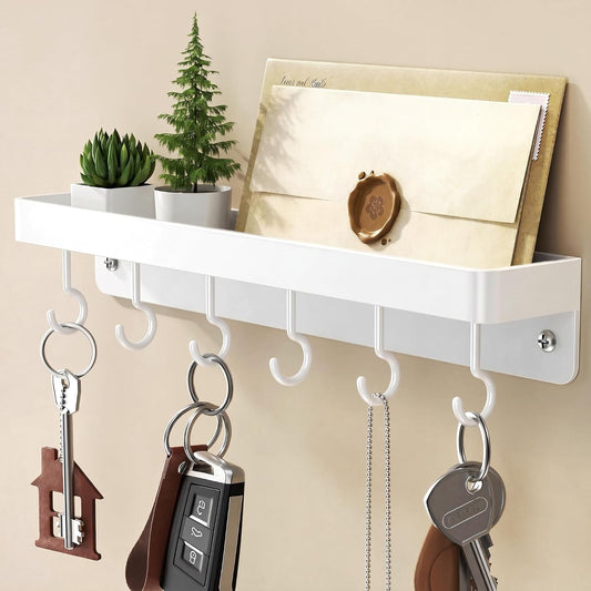 White Wall Key Shelf - view 1